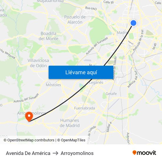 Avenida De América to Arroyomolinos map