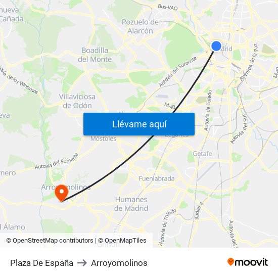 Plaza De España to Arroyomolinos map