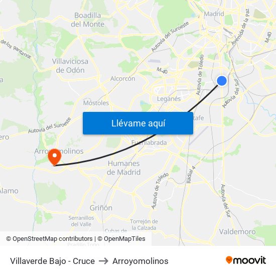 Villaverde Bajo - Cruce to Arroyomolinos map