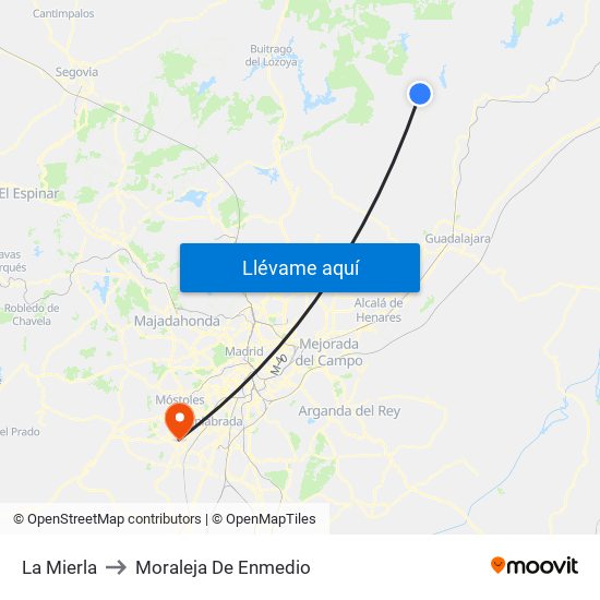 La Mierla to Moraleja De Enmedio map