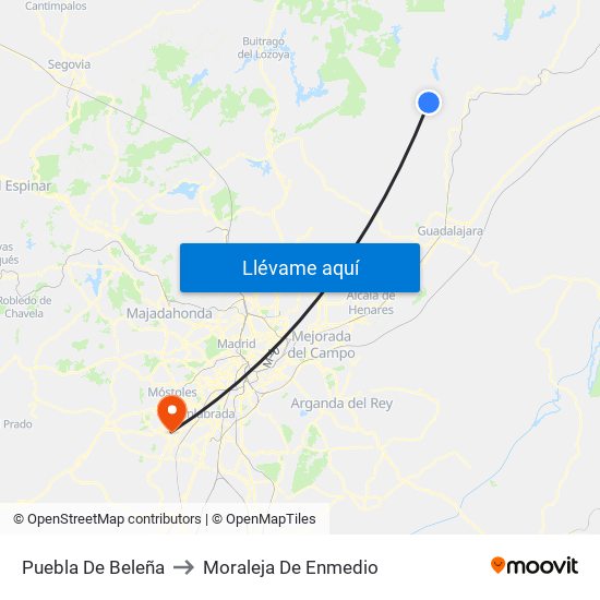 Puebla De Beleña to Moraleja De Enmedio map