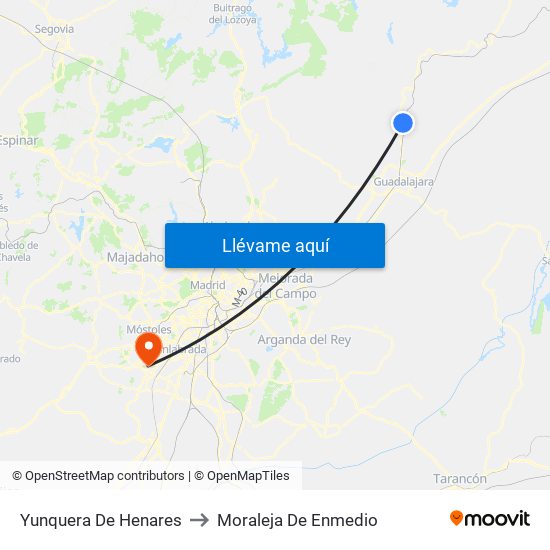 Yunquera De Henares to Moraleja De Enmedio map