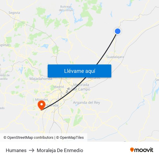 Humanes to Moraleja De Enmedio map