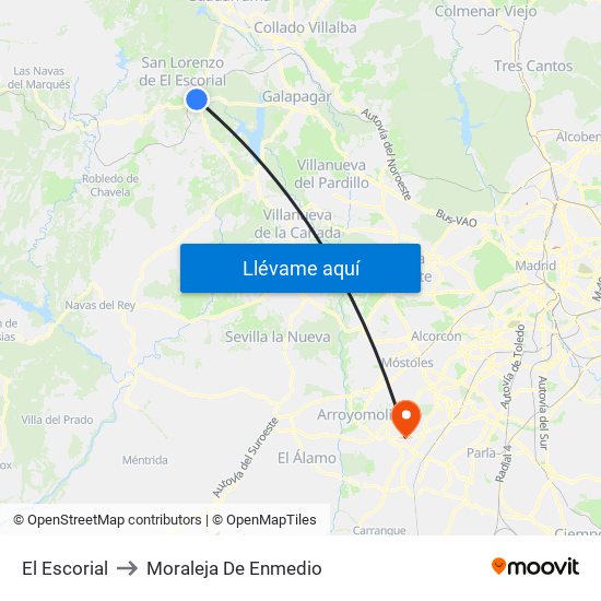 El Escorial to Moraleja De Enmedio map