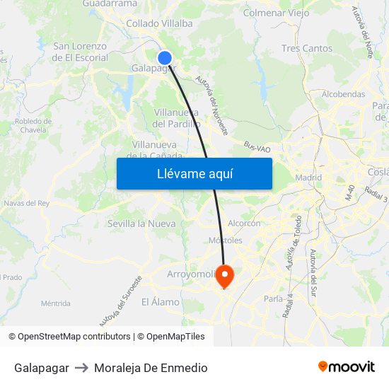 Galapagar to Moraleja De Enmedio map