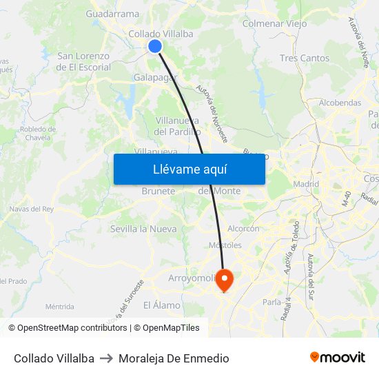 Collado Villalba to Moraleja De Enmedio map
