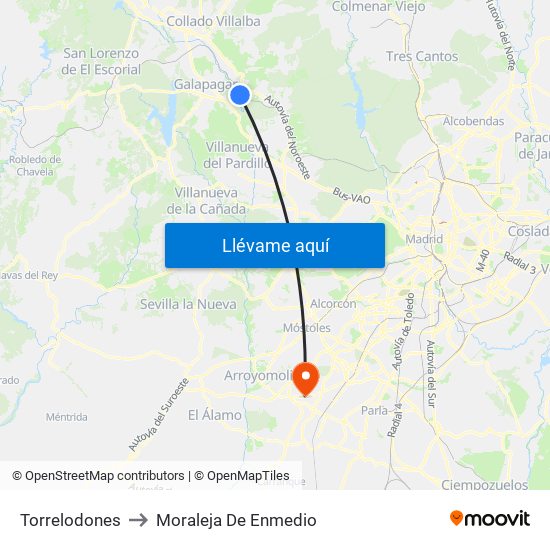 Torrelodones to Moraleja De Enmedio map