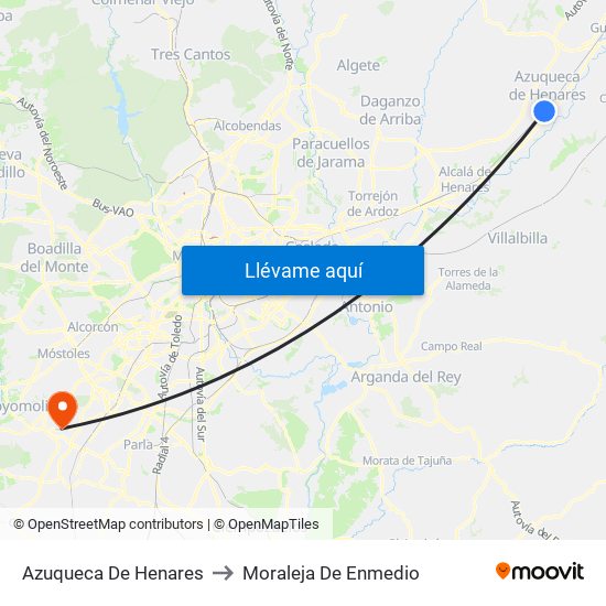 Azuqueca De Henares to Moraleja De Enmedio map