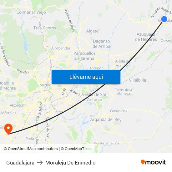 Guadalajara to Moraleja De Enmedio map