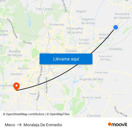 Meco to Moraleja De Enmedio map