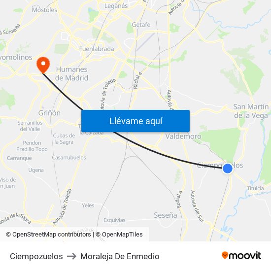 Ciempozuelos to Moraleja De Enmedio map