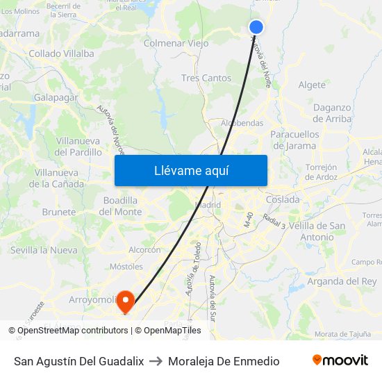 San Agustín Del Guadalix to Moraleja De Enmedio map