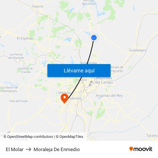 El Molar to Moraleja De Enmedio map