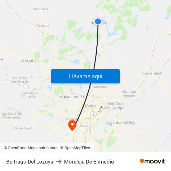 Buitrago Del Lozoya to Moraleja De Enmedio map