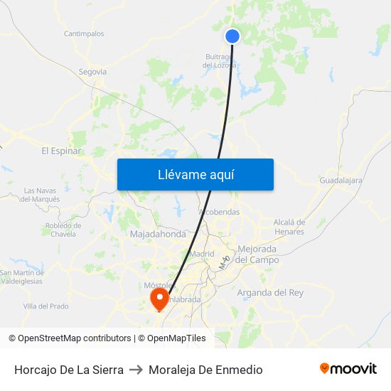 Horcajo De La Sierra to Moraleja De Enmedio map