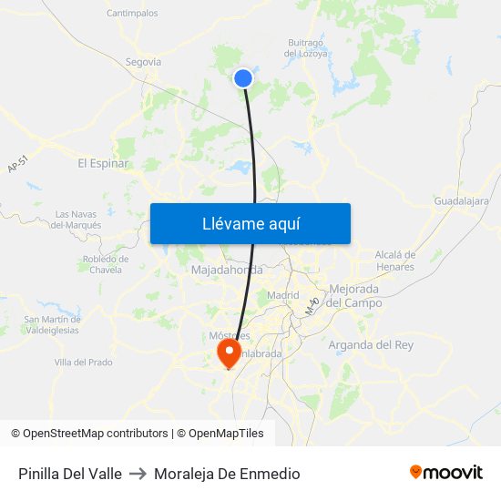 Pinilla Del Valle to Moraleja De Enmedio map