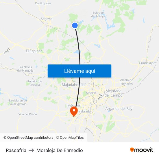Rascafría to Moraleja De Enmedio map