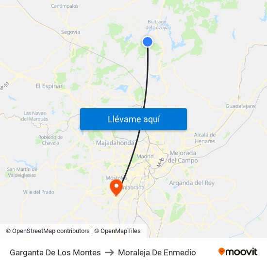 Garganta De Los Montes to Moraleja De Enmedio map