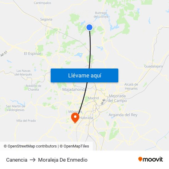 Canencia to Moraleja De Enmedio map