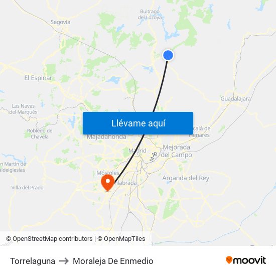 Torrelaguna to Moraleja De Enmedio map