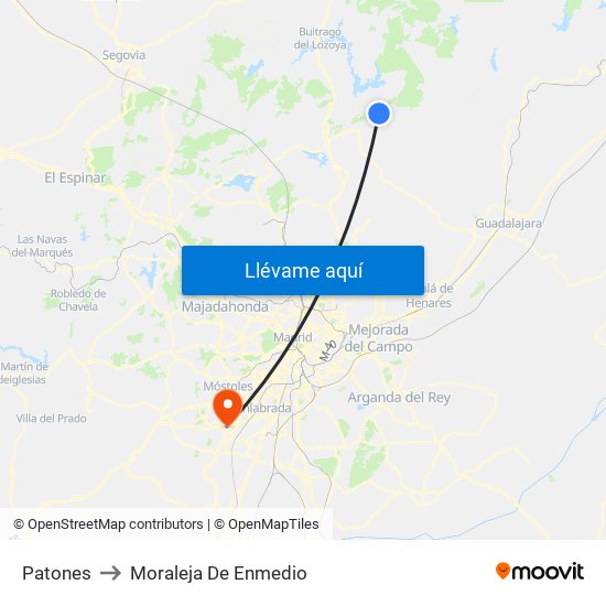 Patones to Moraleja De Enmedio map