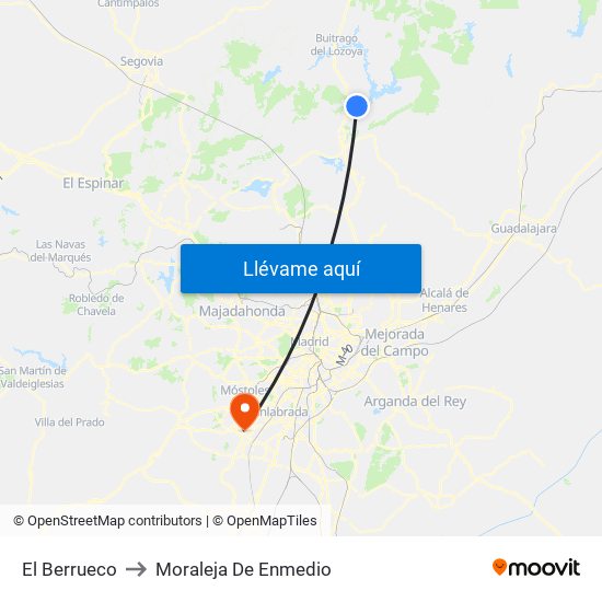 El Berrueco to Moraleja De Enmedio map