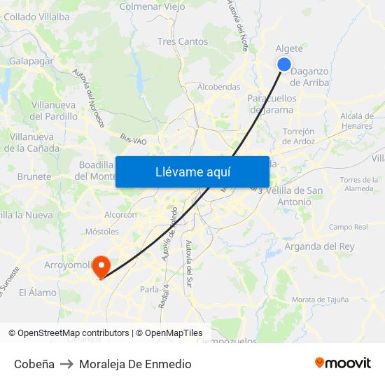 Cobeña to Moraleja De Enmedio map