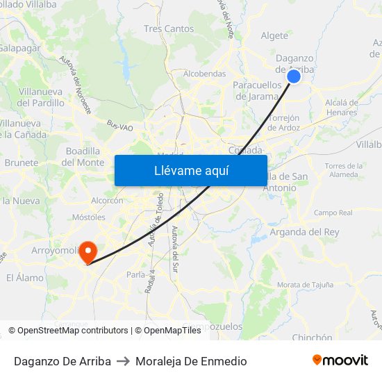 Daganzo De Arriba to Moraleja De Enmedio map