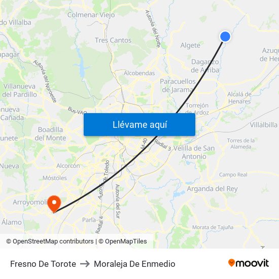 Fresno De Torote to Moraleja De Enmedio map