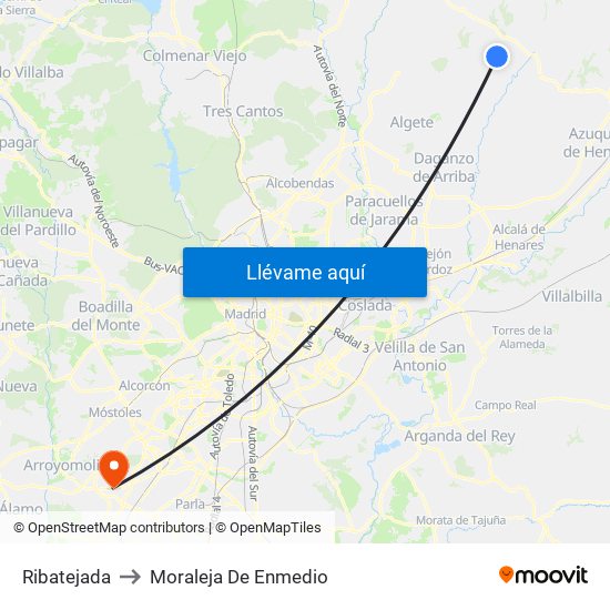 Ribatejada to Moraleja De Enmedio map