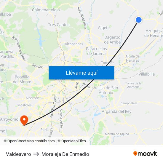 Valdeavero to Moraleja De Enmedio map