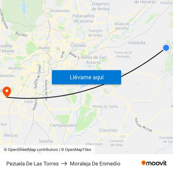 Pezuela De Las Torres to Moraleja De Enmedio map