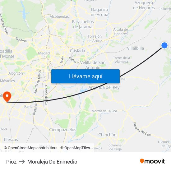 Pioz to Moraleja De Enmedio map