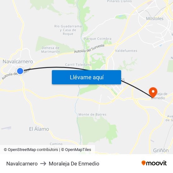 Navalcarnero to Moraleja De Enmedio map