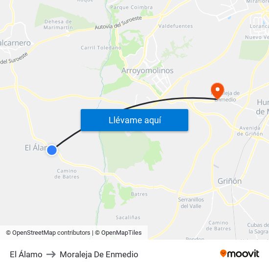 El Álamo to Moraleja De Enmedio map