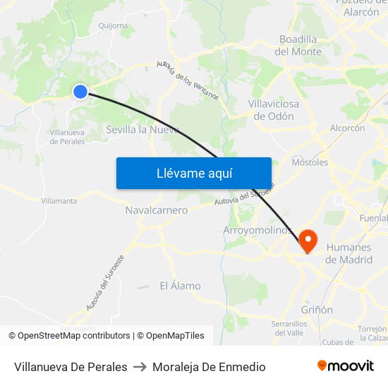 Villanueva De Perales to Moraleja De Enmedio map