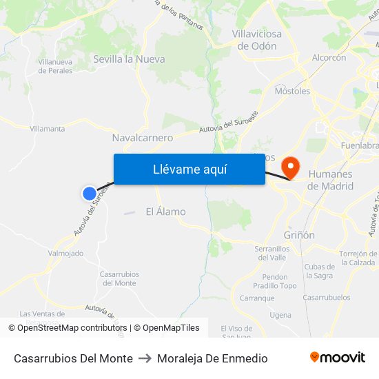 Casarrubios Del Monte to Moraleja De Enmedio map