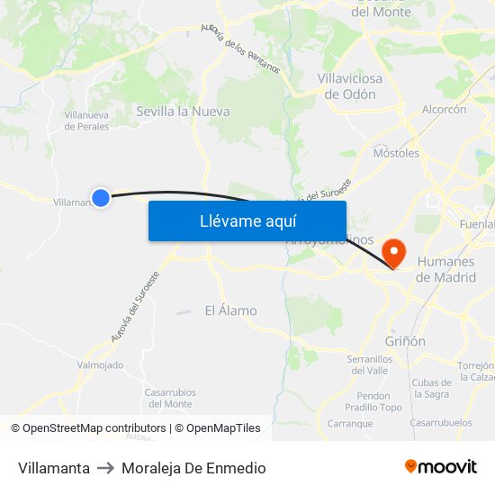 Villamanta to Moraleja De Enmedio map