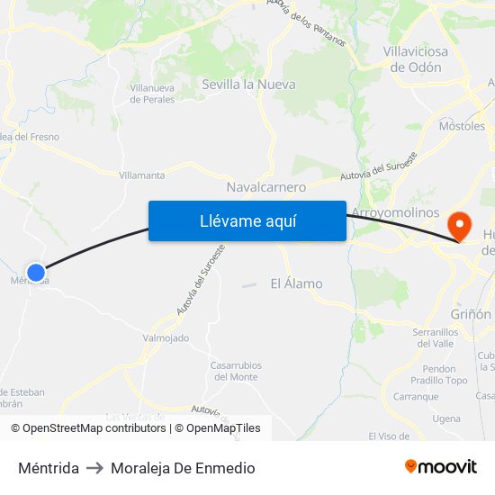 Méntrida to Moraleja De Enmedio map