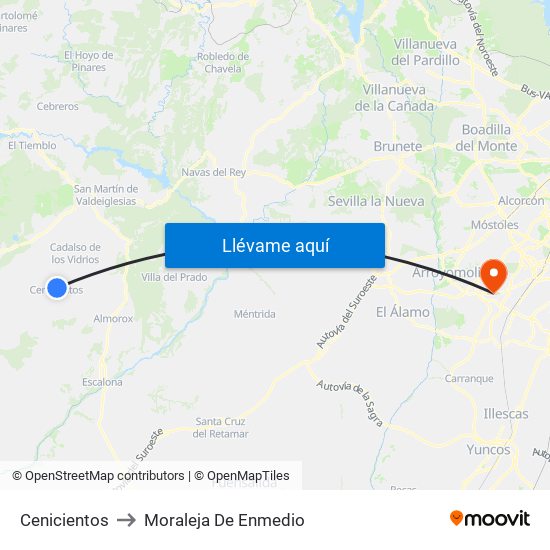 Cenicientos to Moraleja De Enmedio map