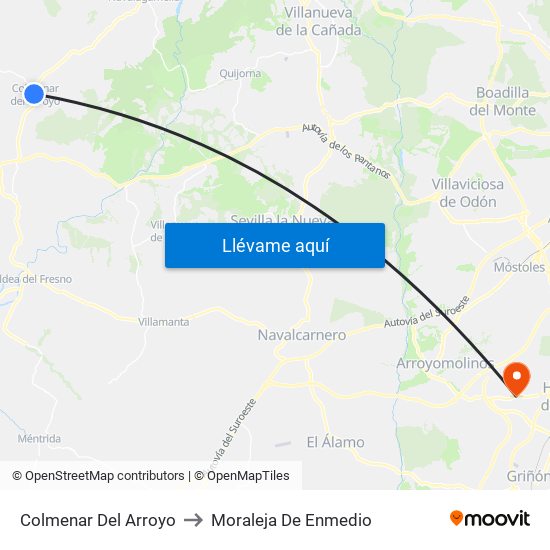 Colmenar Del Arroyo to Moraleja De Enmedio map