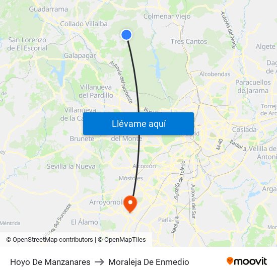 Hoyo De Manzanares to Moraleja De Enmedio map