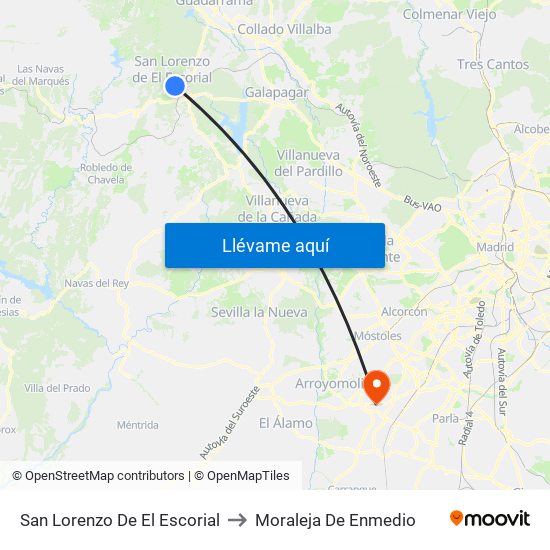 San Lorenzo De El Escorial to Moraleja De Enmedio map