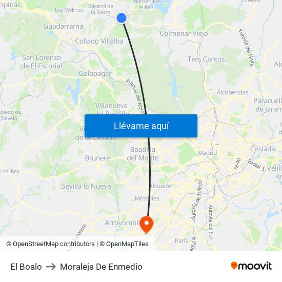 El Boalo to Moraleja De Enmedio map