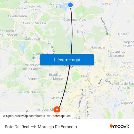 Soto Del Real to Moraleja De Enmedio map