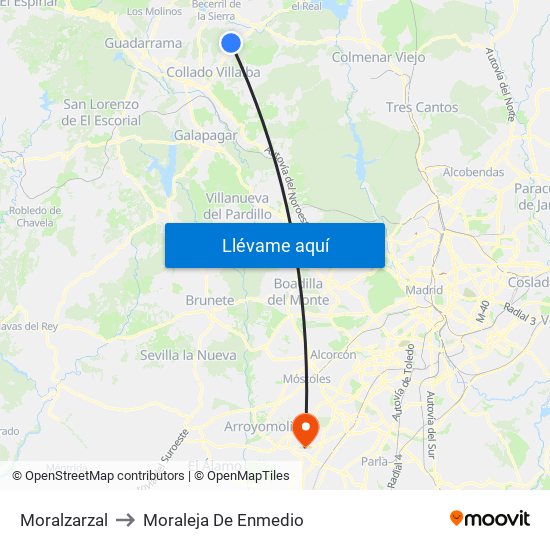 Moralzarzal to Moraleja De Enmedio map