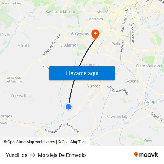Yunclillos to Moraleja De Enmedio map