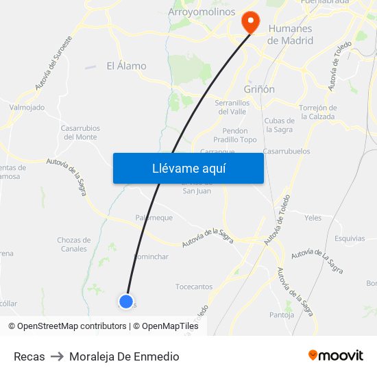 Recas to Moraleja De Enmedio map