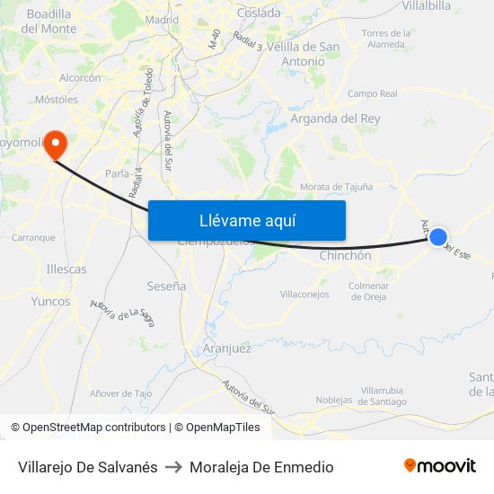 Villarejo De Salvanés to Moraleja De Enmedio map