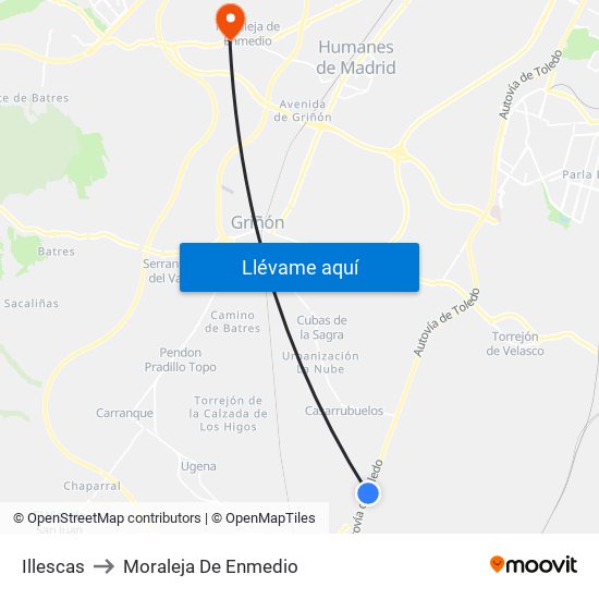 Illescas to Moraleja De Enmedio map